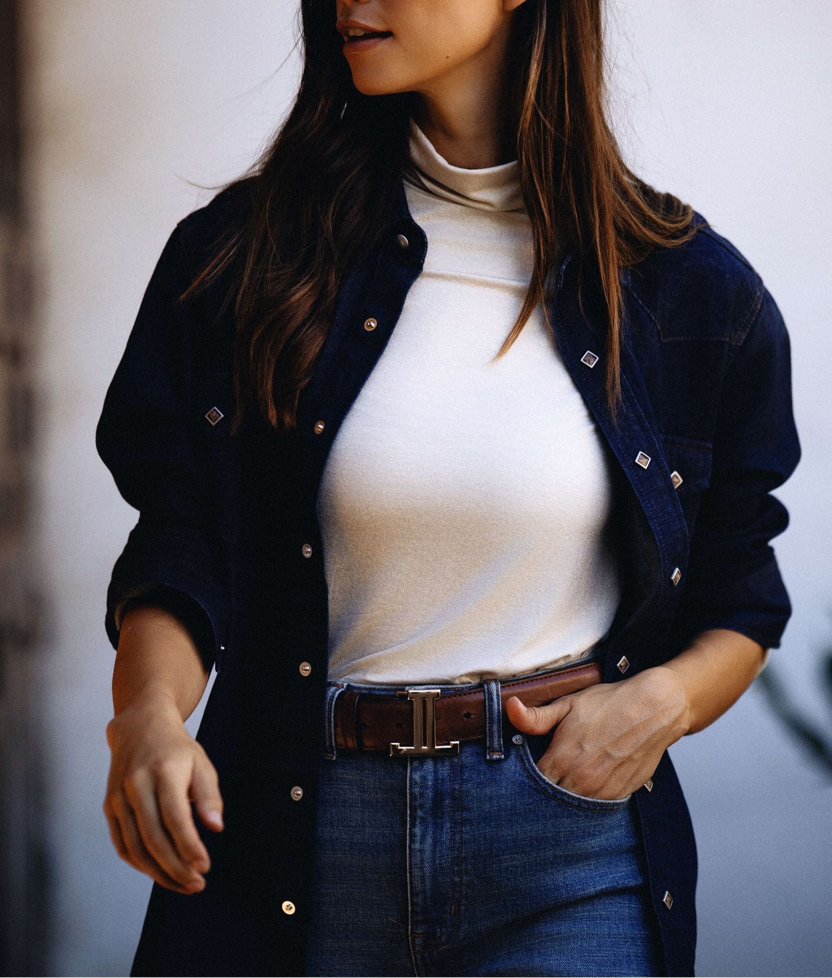 Women's Mirrored L Belt :: Tan