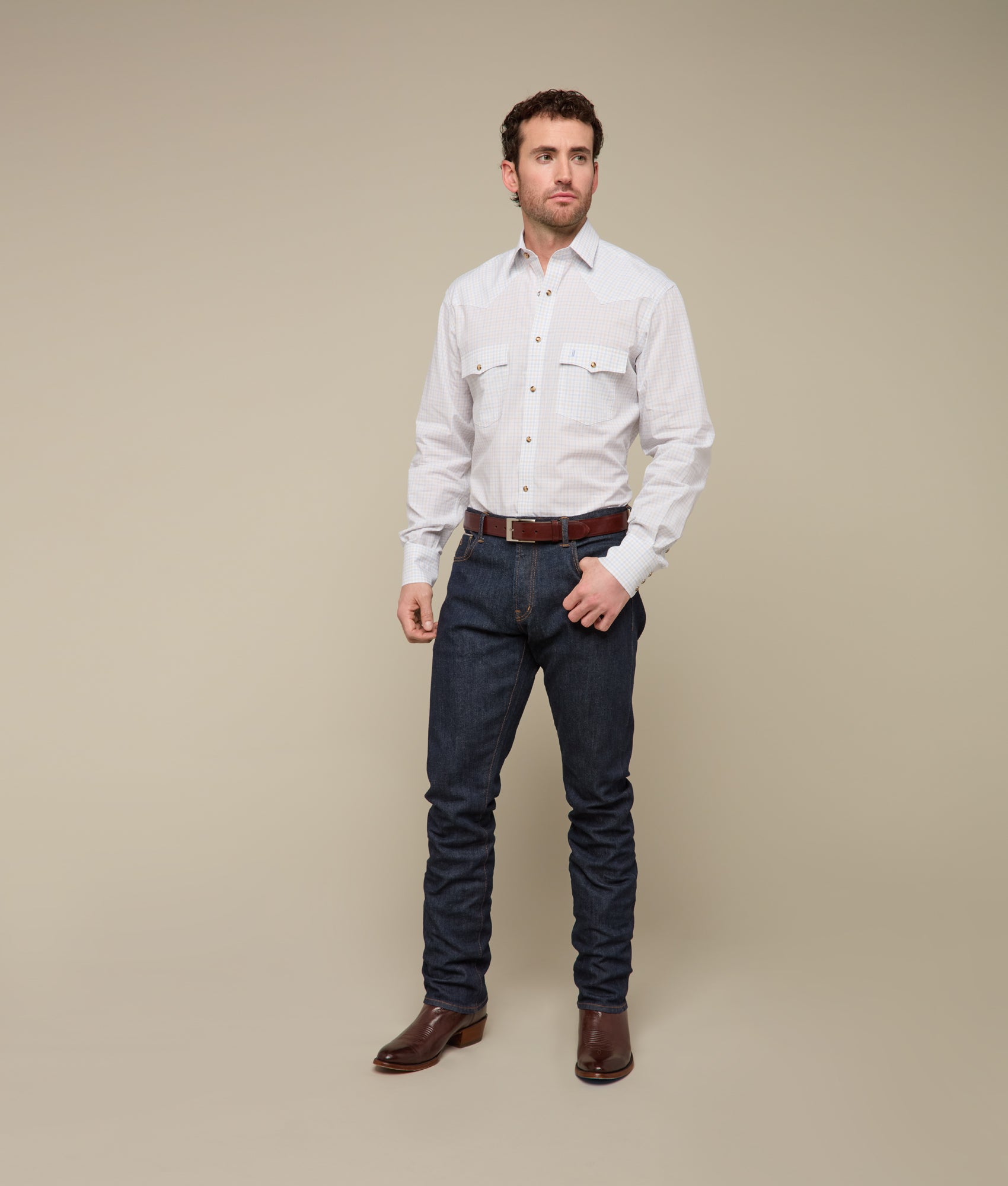 El Paso Plaids :: Blue/Tan Mini Check - Image 2