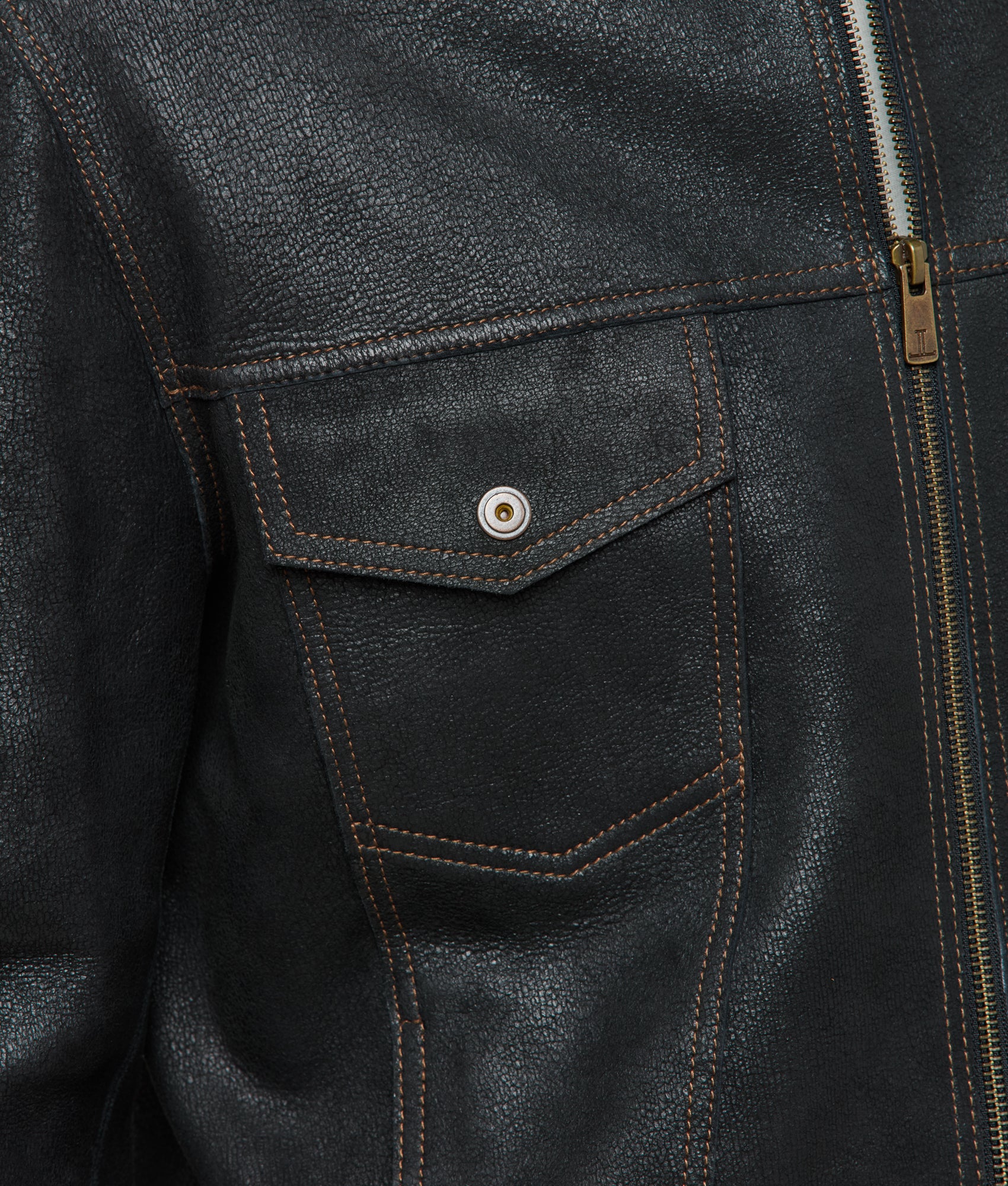 Leather Trucker Jacket :: Black - Image 9