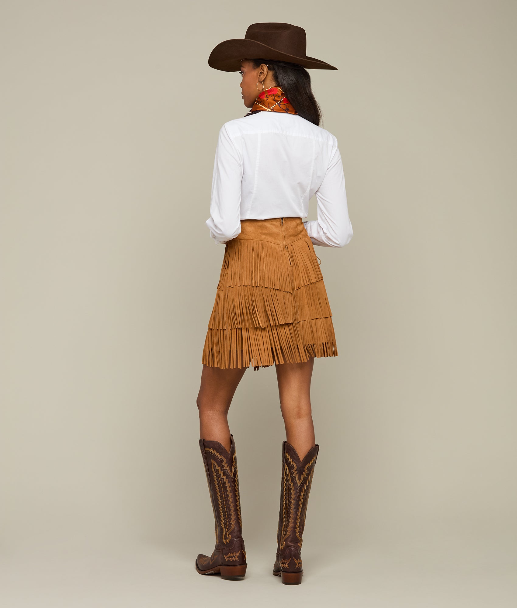 Annabelle Fringe Skirt :: Cinnamon - Image 4