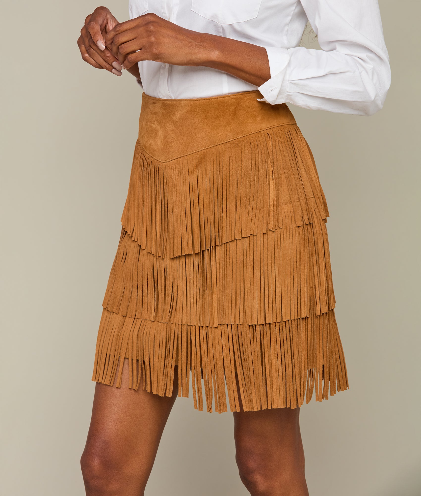 Annabelle Fringe Skirt :: Cinnamon - Image 2
