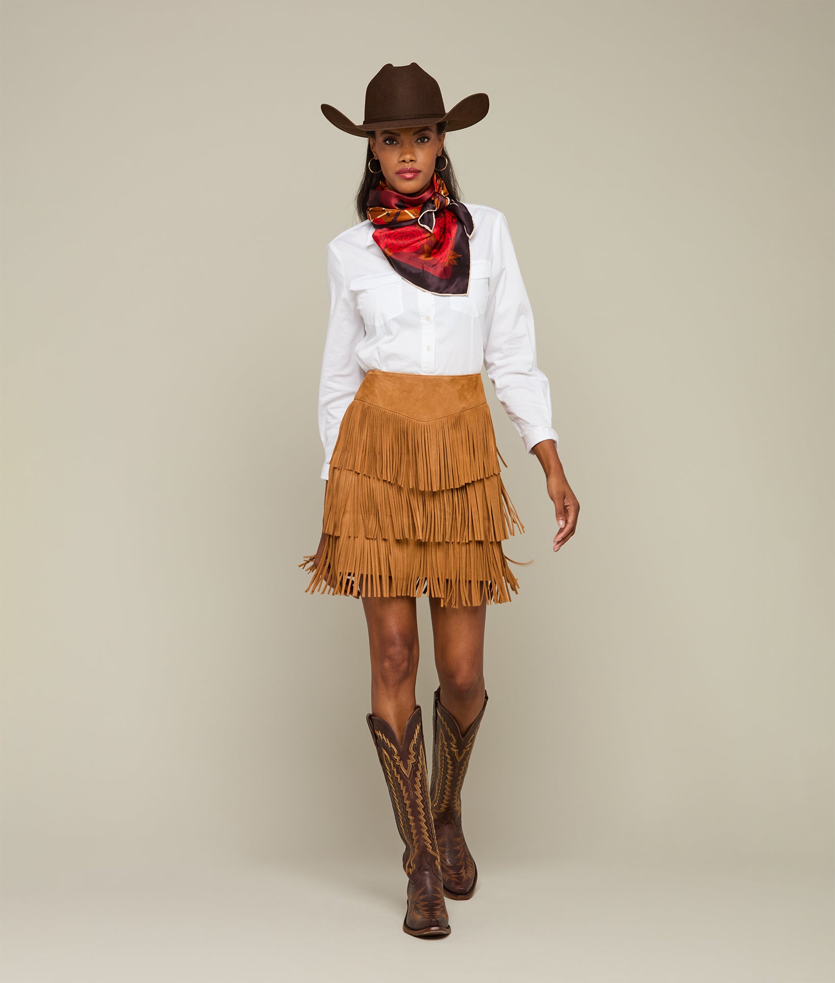 Annabelle Fringe Skirt :: Cinnamon - Image 3