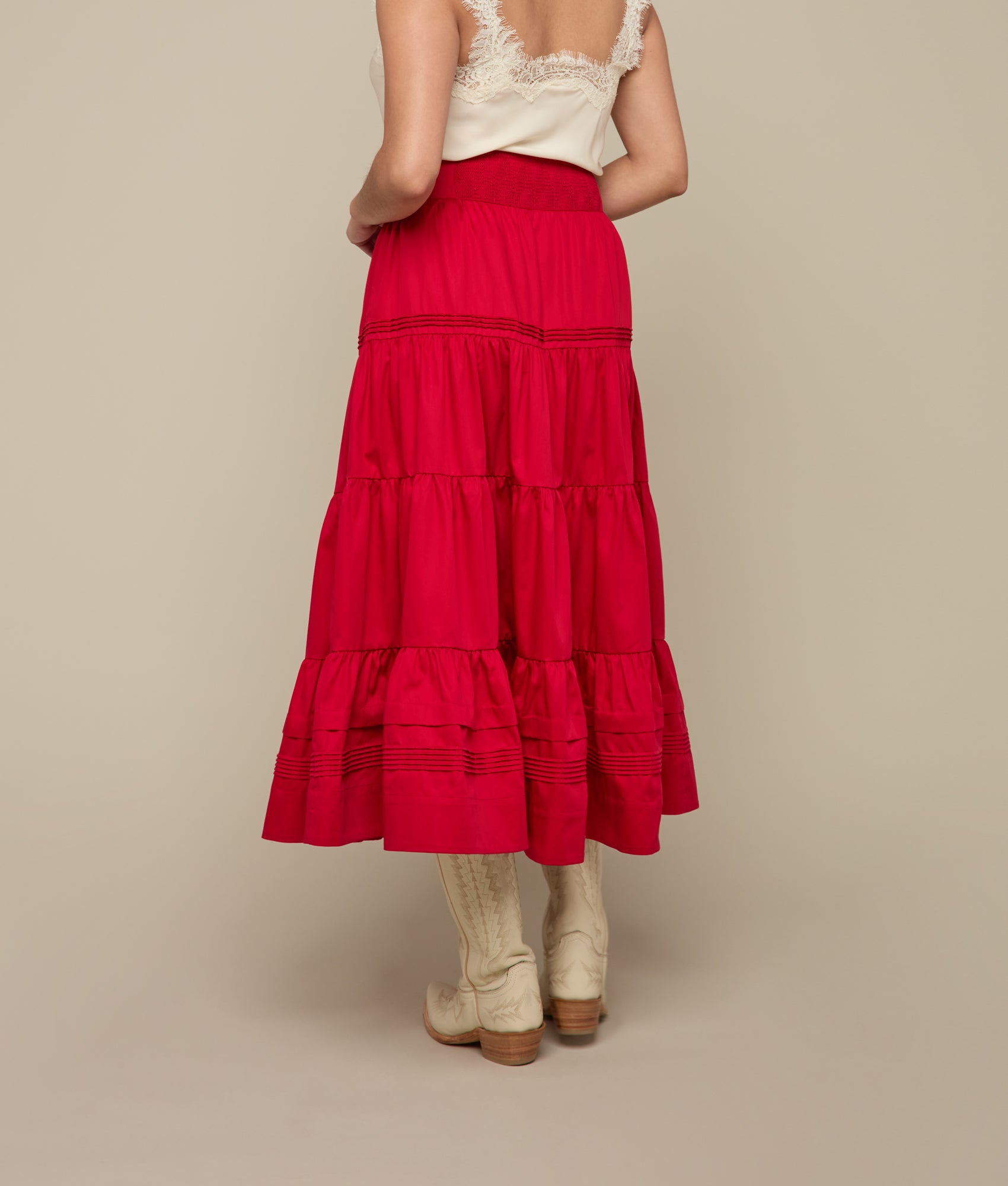 Dakota Tiered Skirt :: Red - Image 7