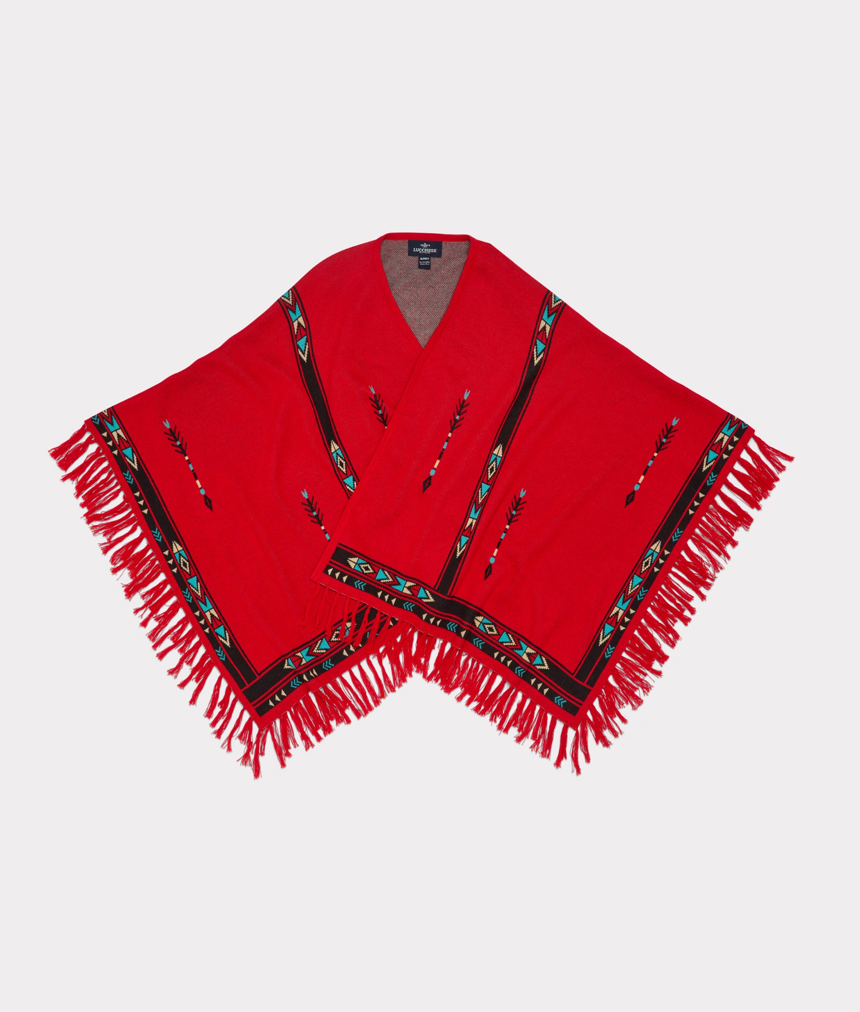 Alpaca Fleece Cape :: Red/Turquoise