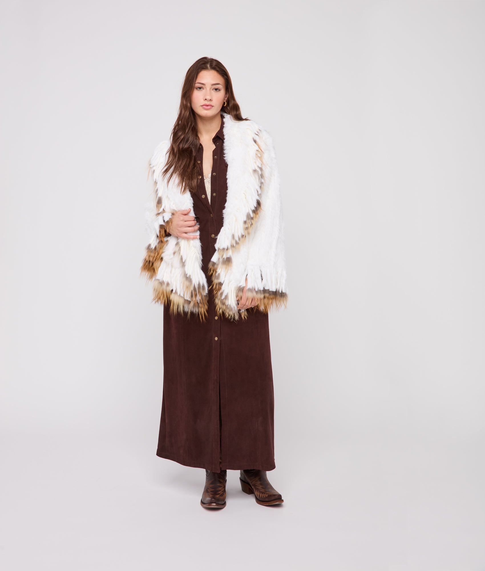 Francis Fur Fringe Jacket :: White - Image 2
