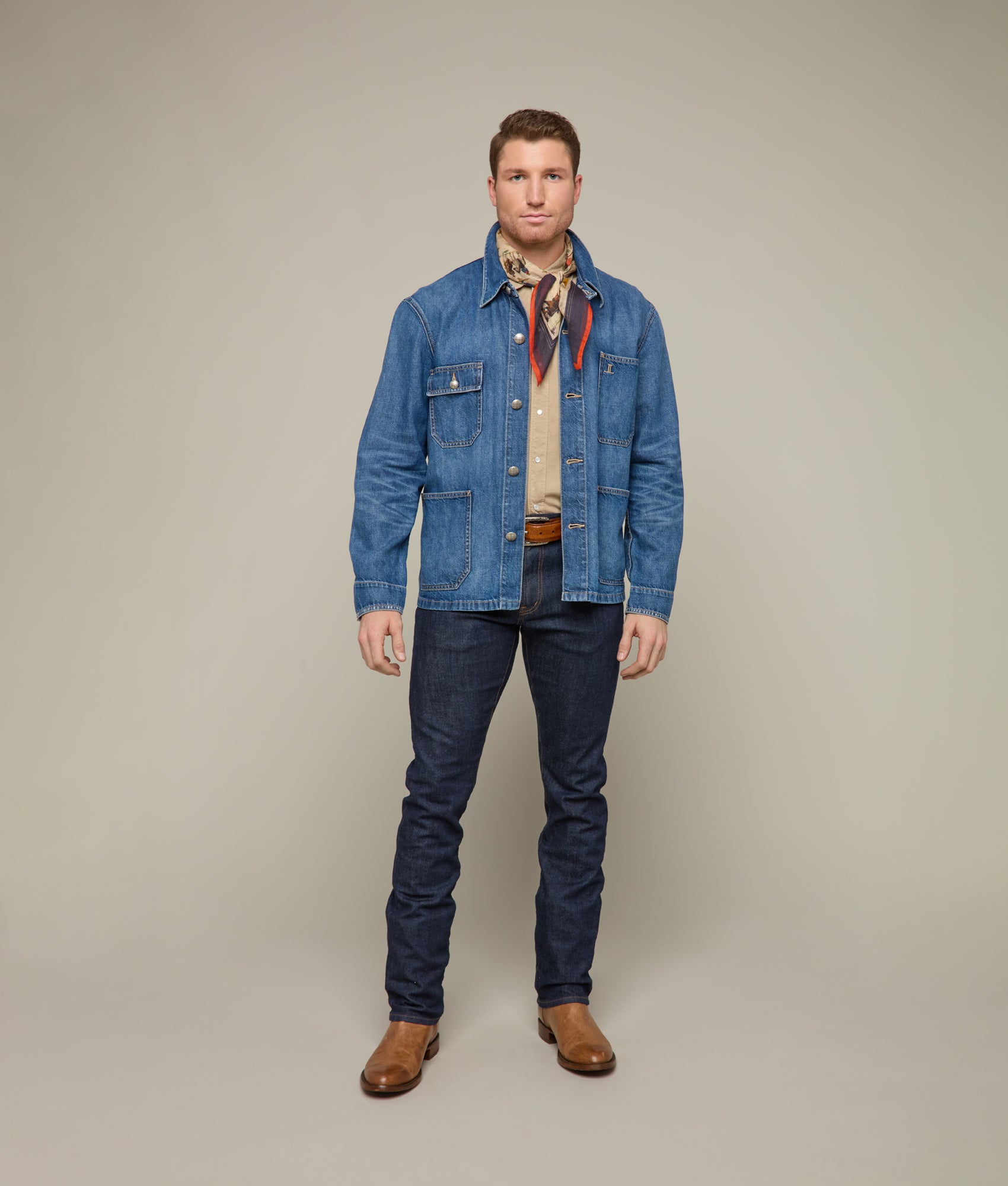 Frontier Scarf :: Cream/Blue - Image 4