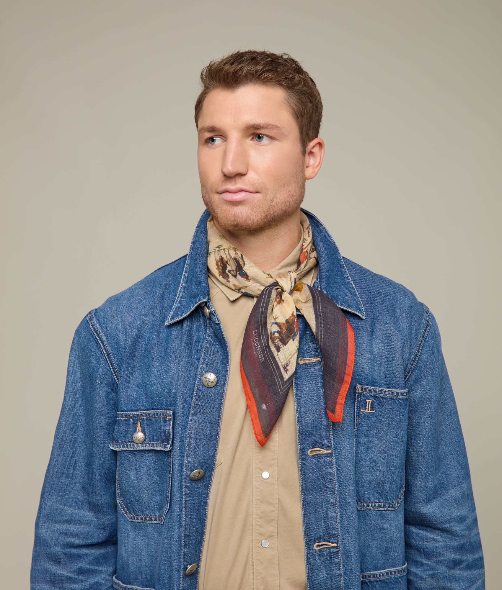 Frontier Scarf :: Cream/Blue - Image 3