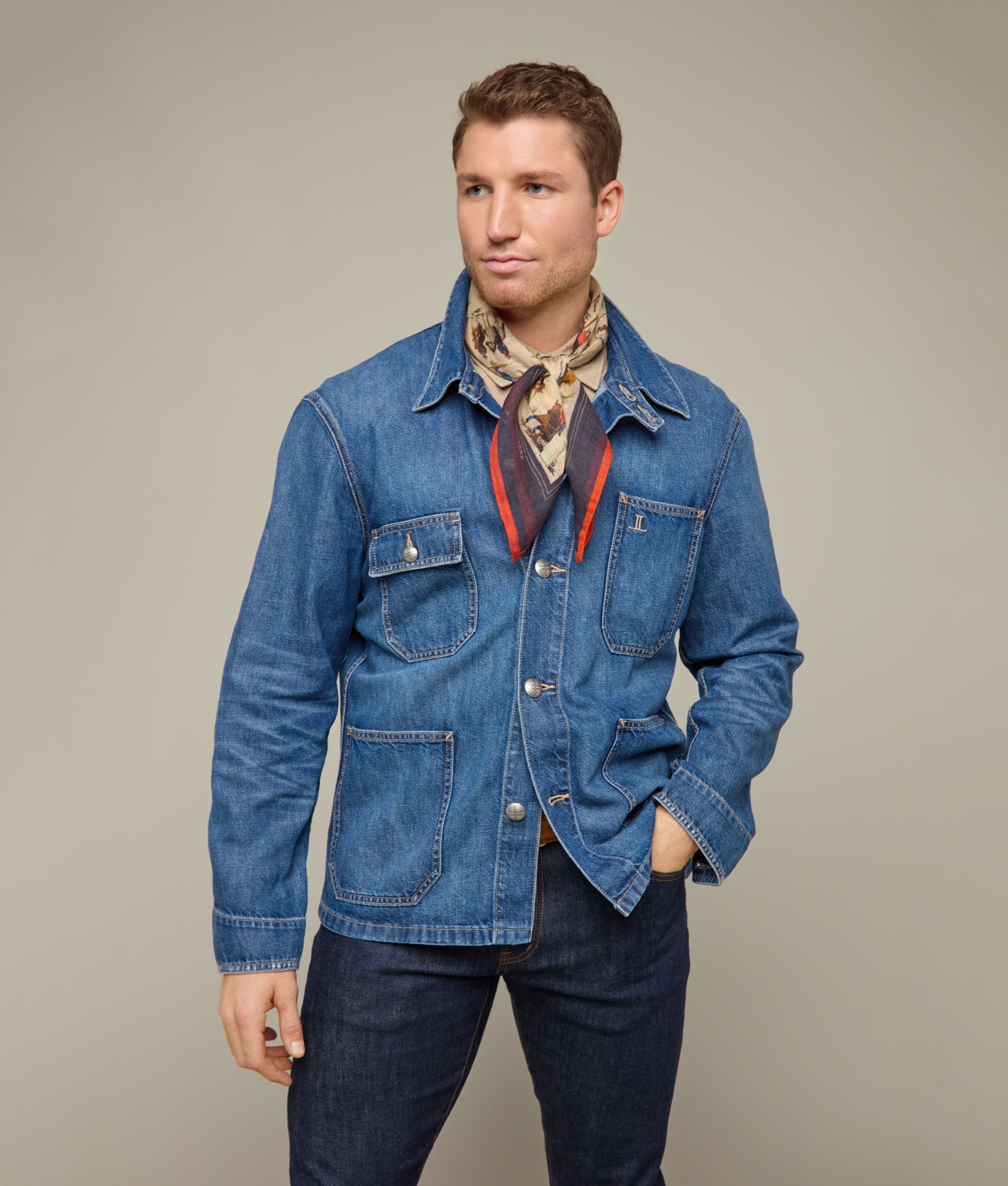 Frontier Scarf :: Cream/Blue - Image 5