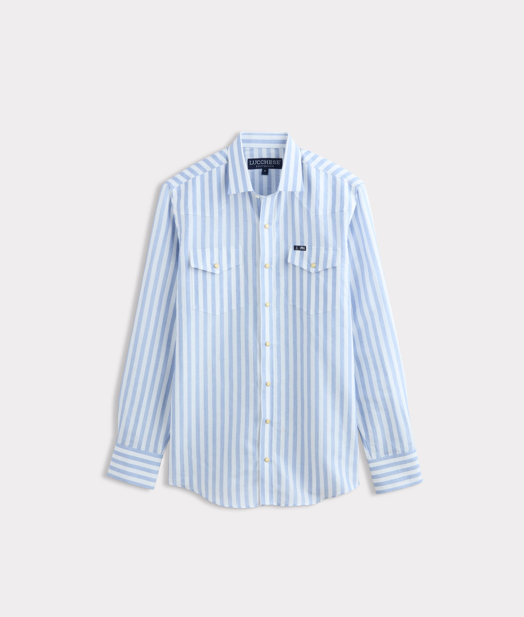 Lucchese x Parker McCollum Long Sleeve Snap :: White/Blue Stripe