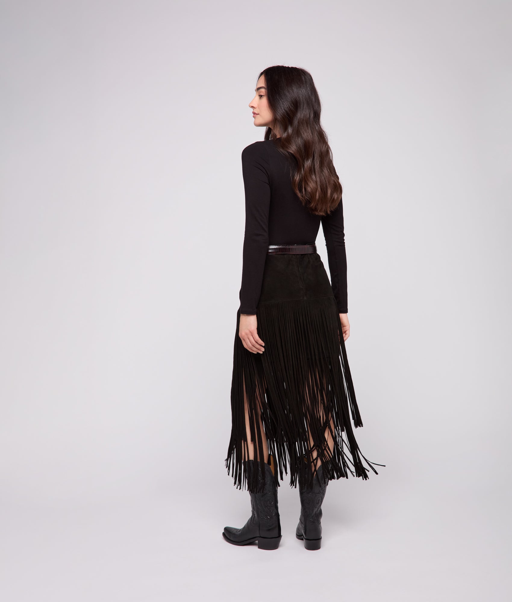 Rhiannon Fringe Skirt :: Black - Image 6