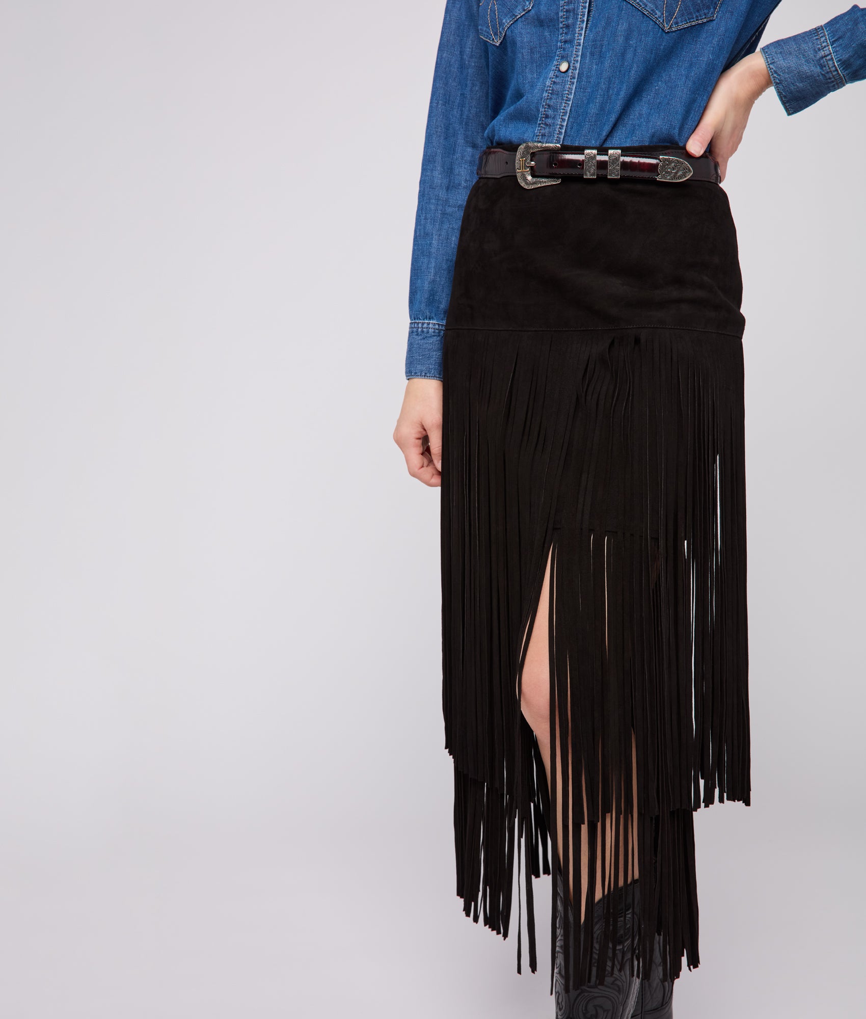 Rhiannon Fringe Skirt :: Black - Image 3