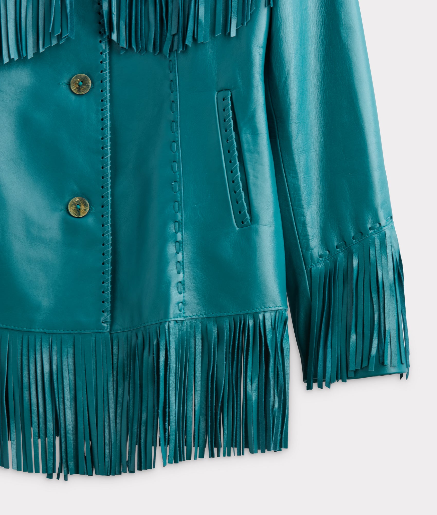 Tallulah Fringe Jacket :: Teal - Image 9