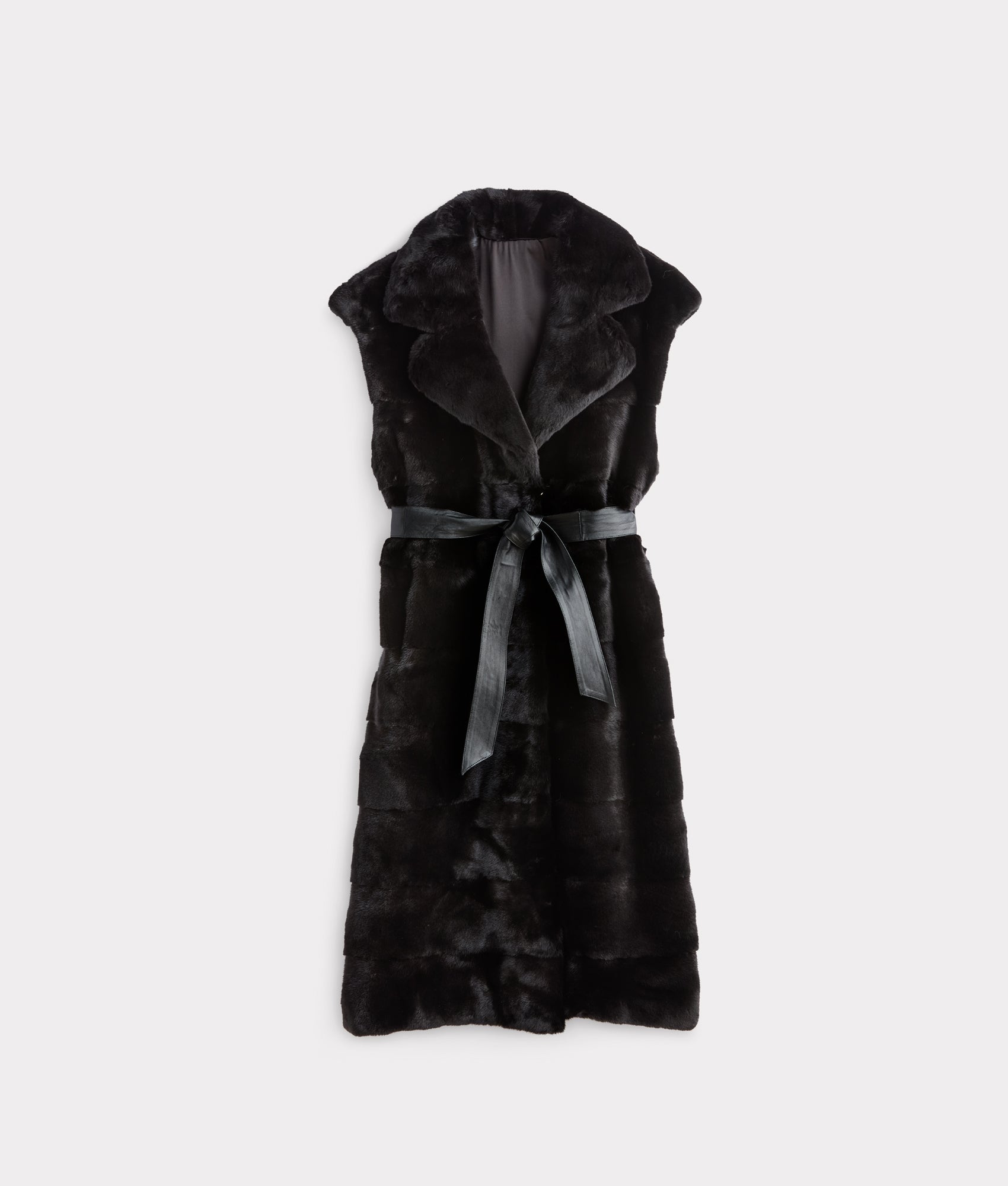 Andrea Sleeveless Fur Coat :: Black