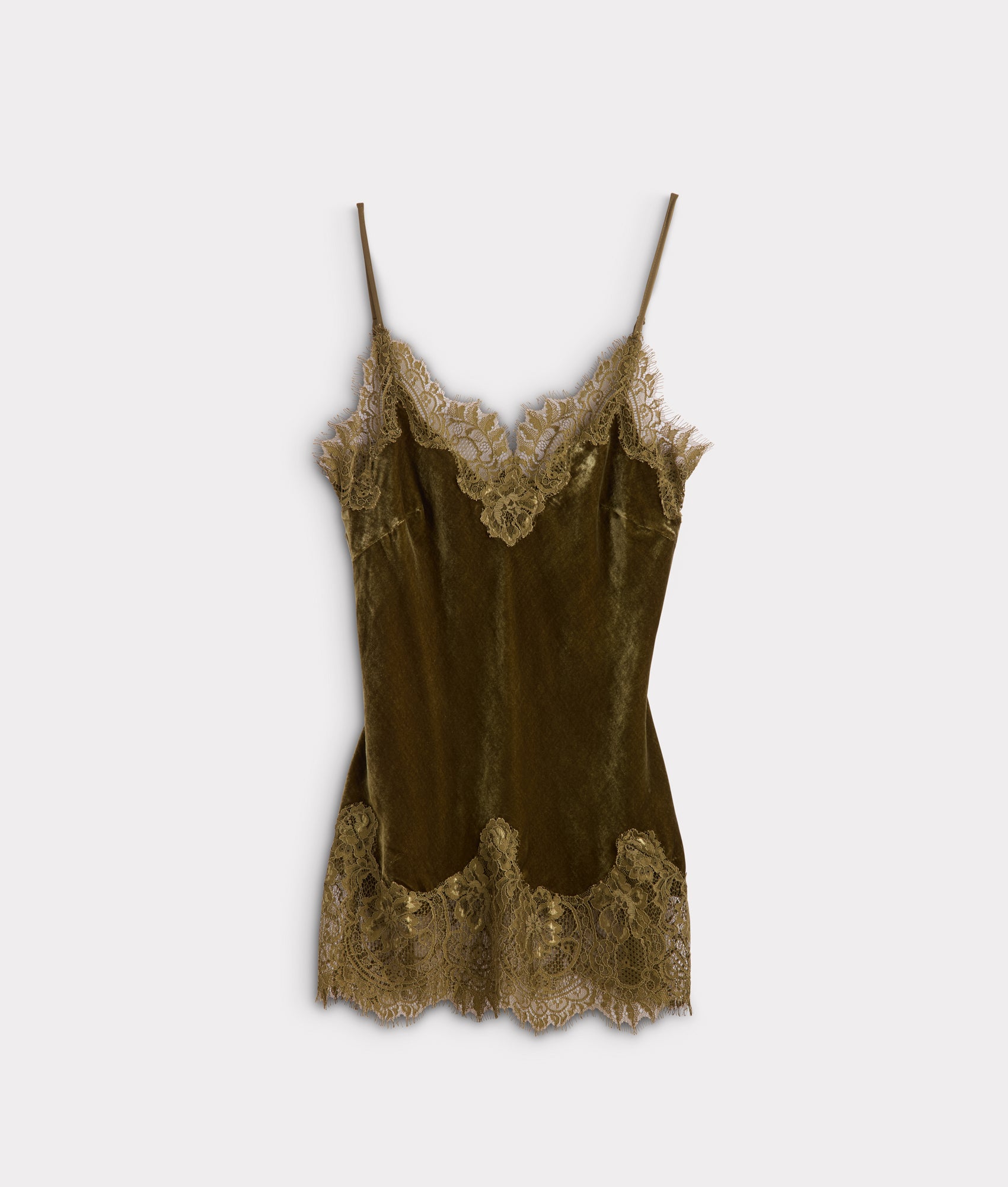 Darlene Velvet Lace Cami :: Olive