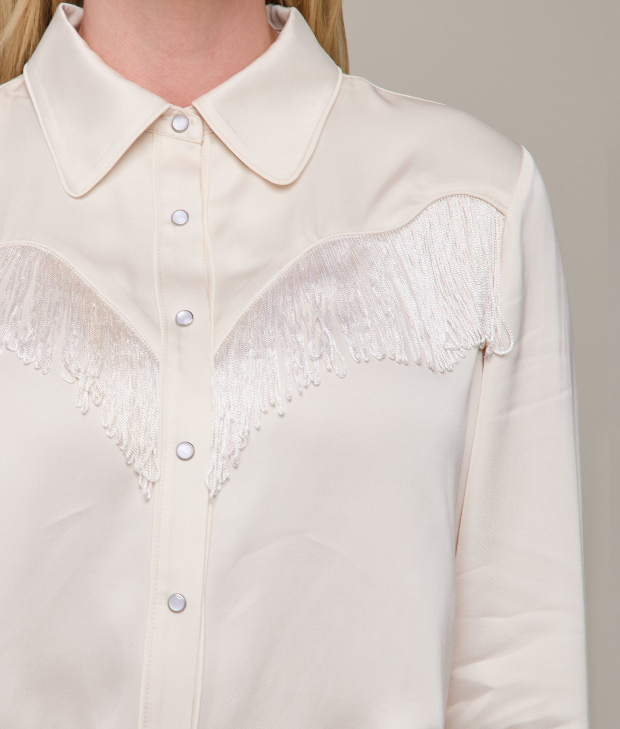Mary Jane Fringe Blouse :: Oatmeal - Image 5