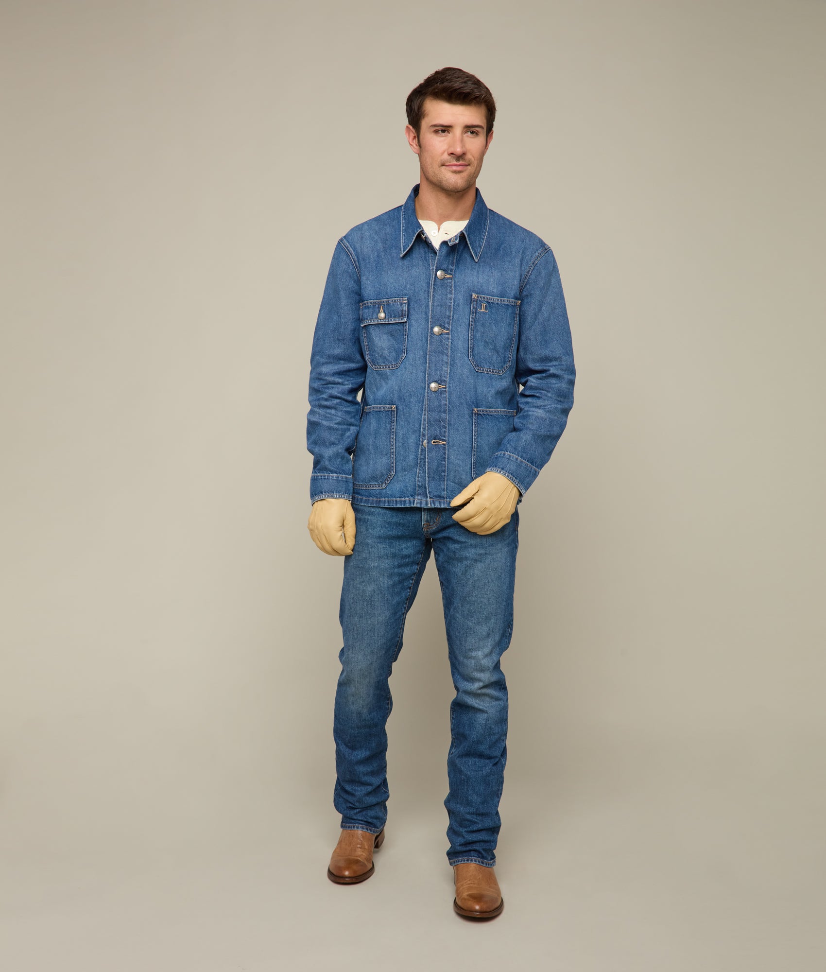 Men's Deerskin Gloves :: Tan - Image 4