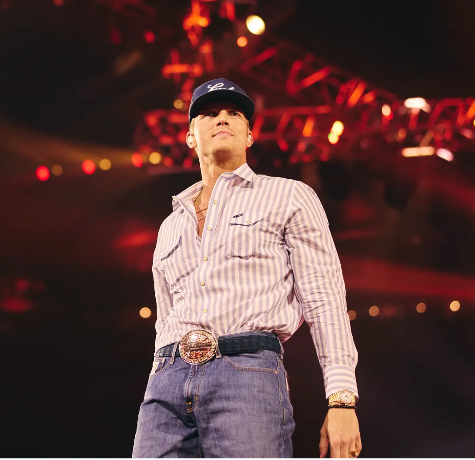 Lucchese x Parker McCollum Long Sleeve Snap :: White/Blue Stripe - Image 2