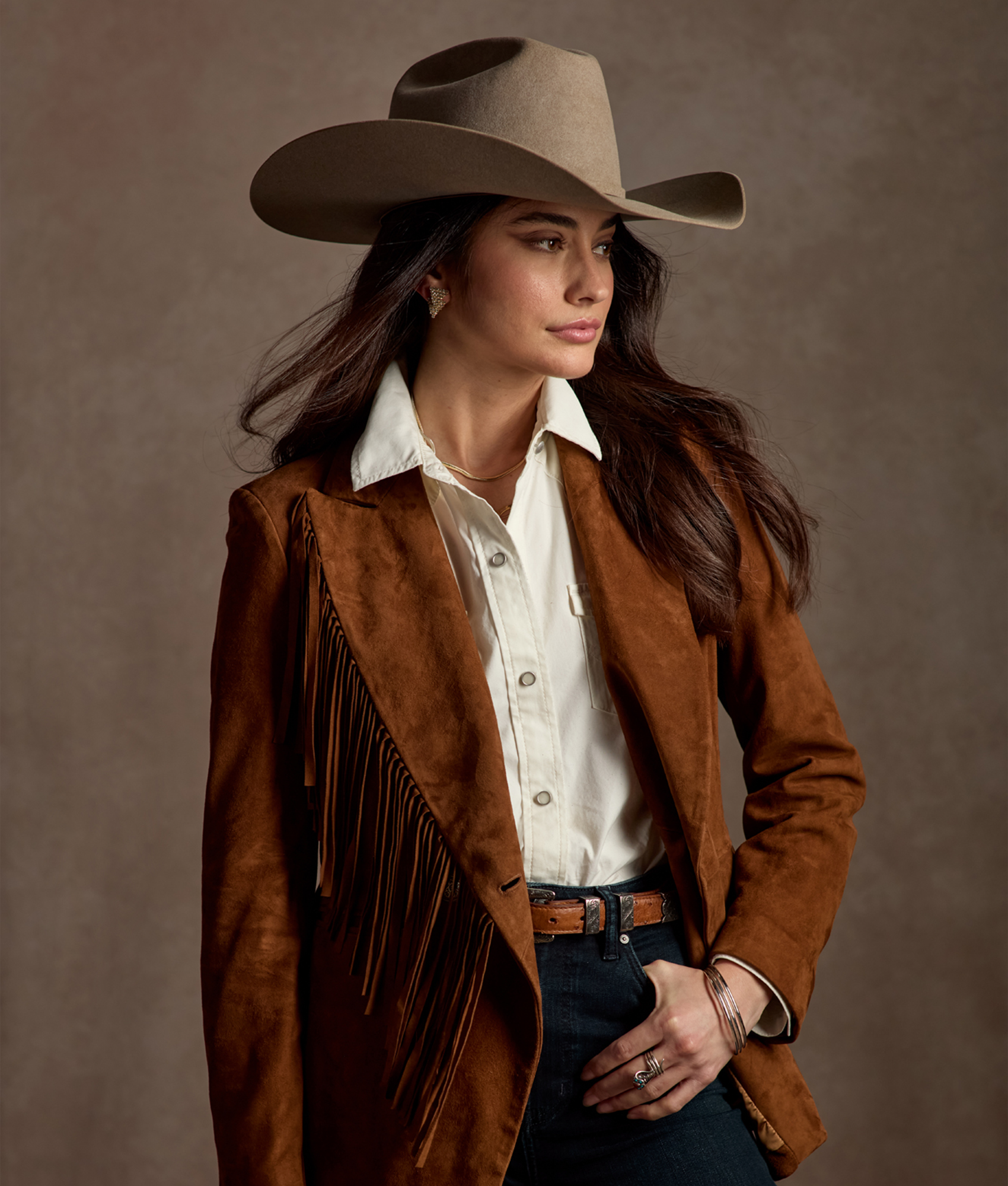 Valerie Suede Blazer :: Cognac - Image 2