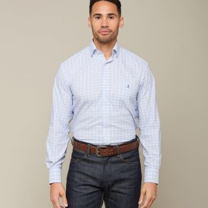 San Antonio :: White And Blue Graph Plaid