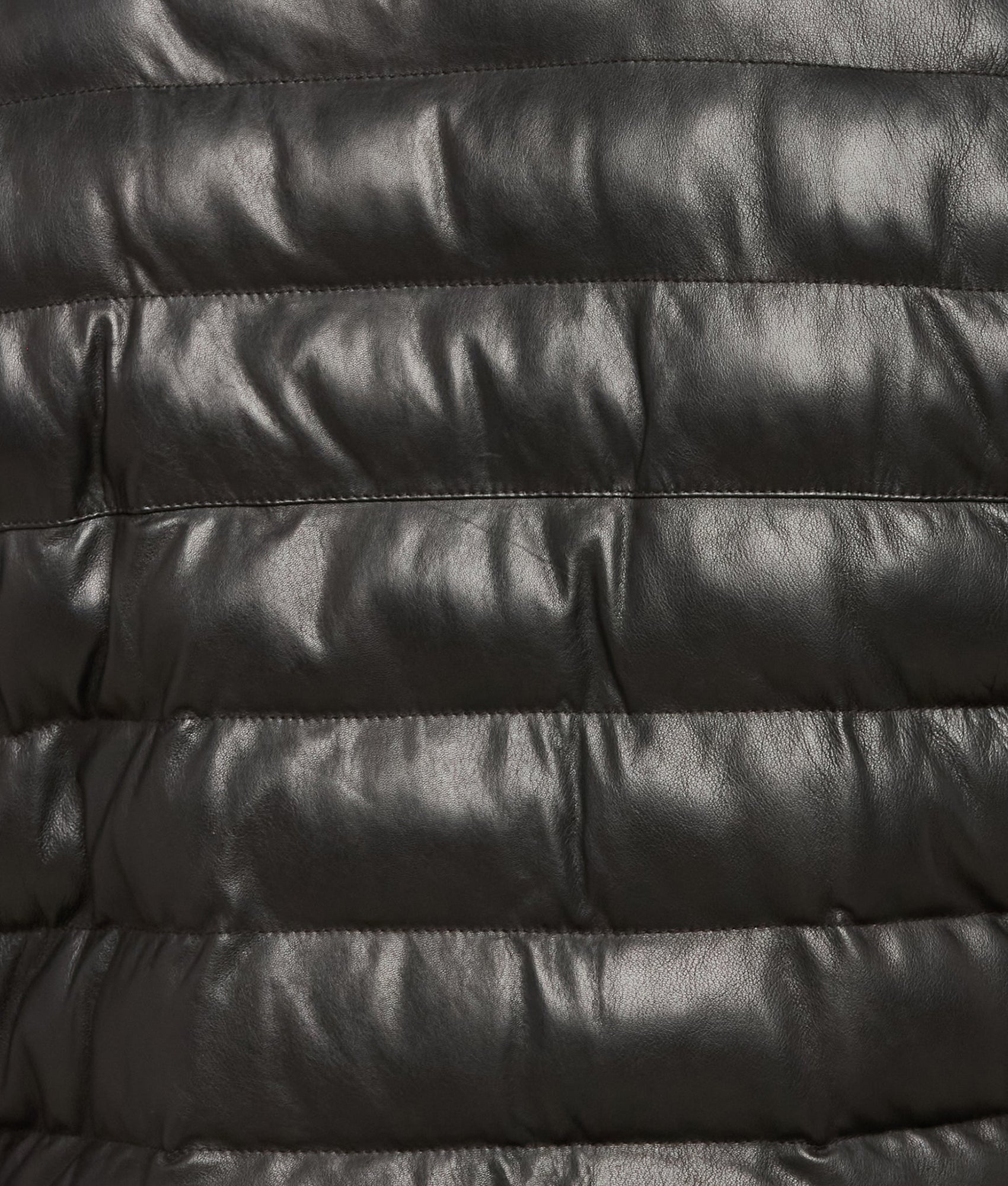 Men's Leather Puffer Jacket :: Black - Image 10