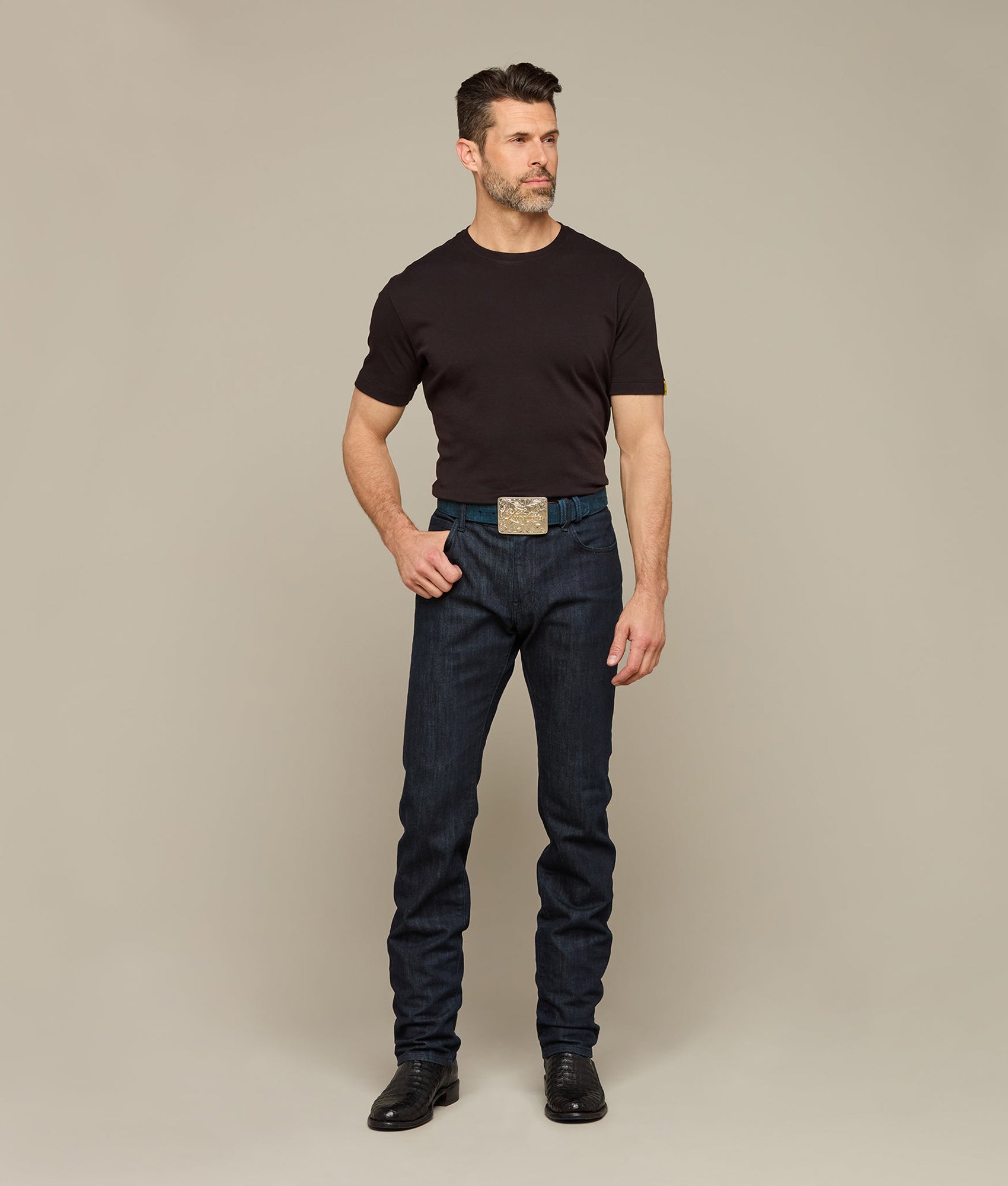 Sueded Caiman Memento Belt :: Navy - Image 4