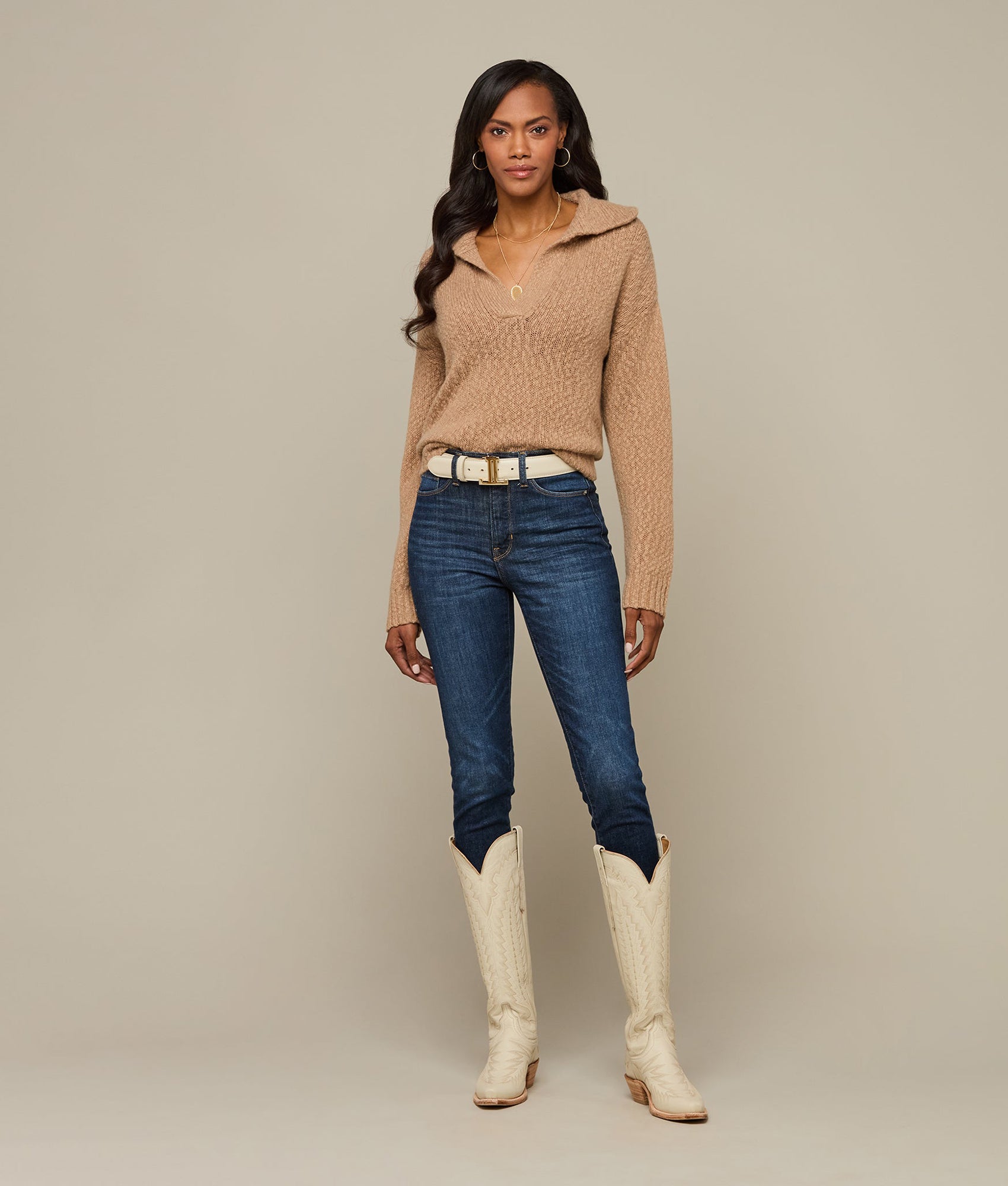 Women's Mirrored L Belt :: Glitz Cream - Image 2