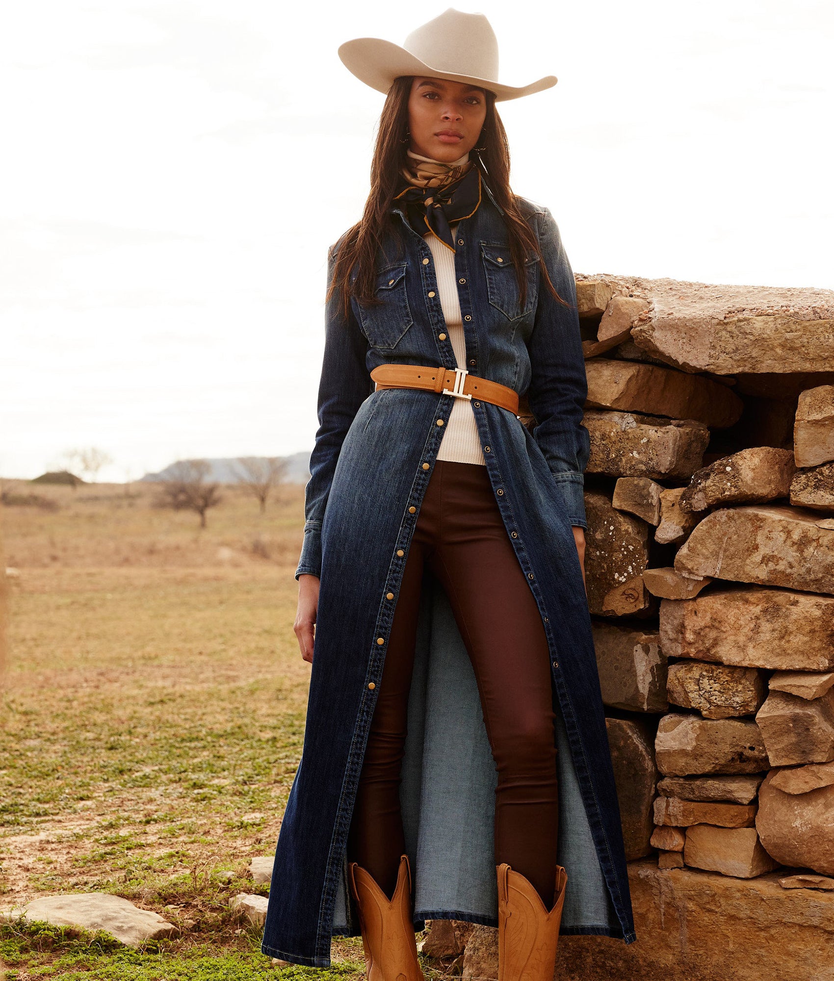 Long Denim Duster :: Medium Wash Denim - Image 6